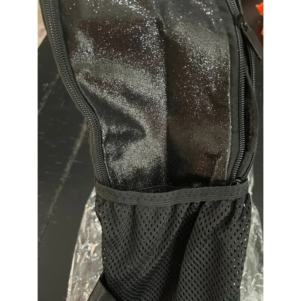 New Black Glitter Cheer Coach Backpack Megaphone Embroidered Pom Pom Keychain